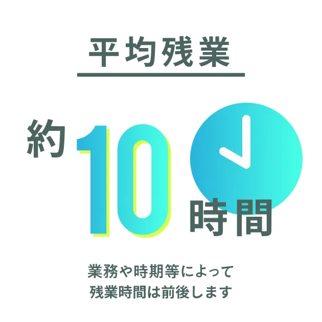 平均残業約10時間