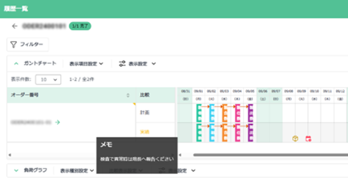 イメージ:オーダー別履歴管理